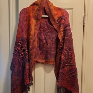 Vibrant Orange and Purple Shawl